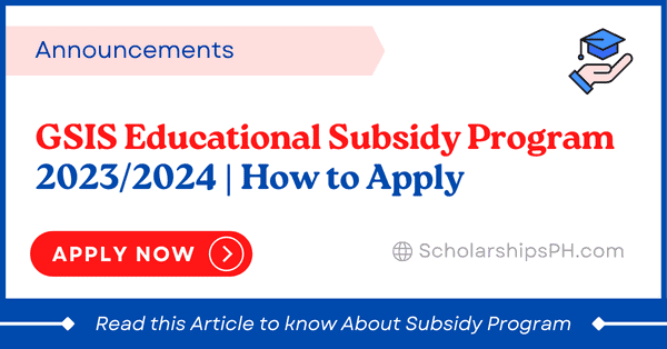 GSIS Educational Subsidy Program 2023